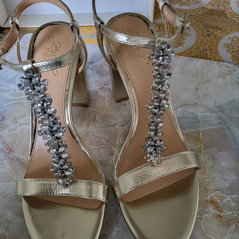Jewel Badgley Mischka Raina T-Strap Dress Sandals